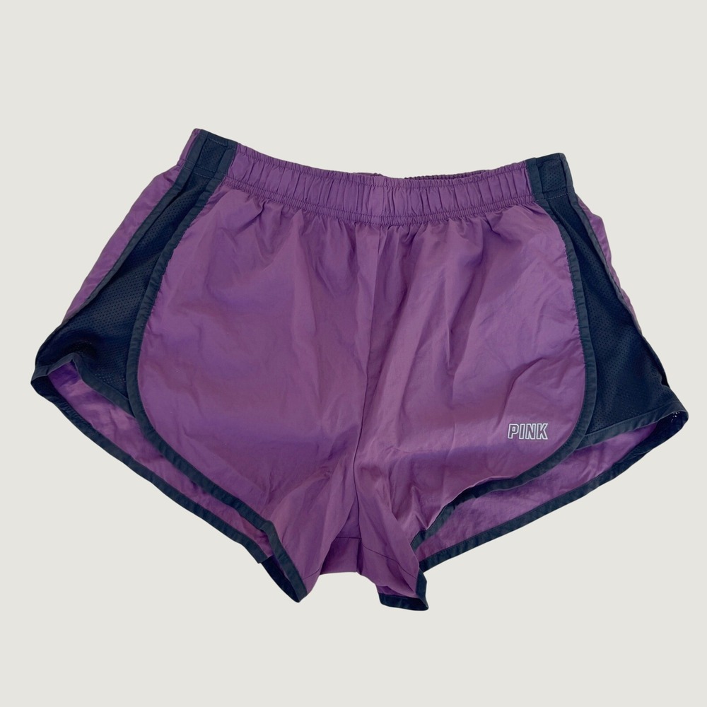 PINK Active Womens Running Lined Shorts Purple Black Athletic Gym Workout Size M